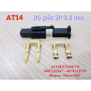 Bộ Giắc Nhựa 2 Lỗ 2.8 Màu Đen - AT14 ( Bịch 10 bộ)